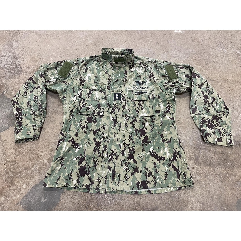 US‎ Navy Shirt Mens LT Green Camo NWU Type III Digital Woodland Ripstop Uniform